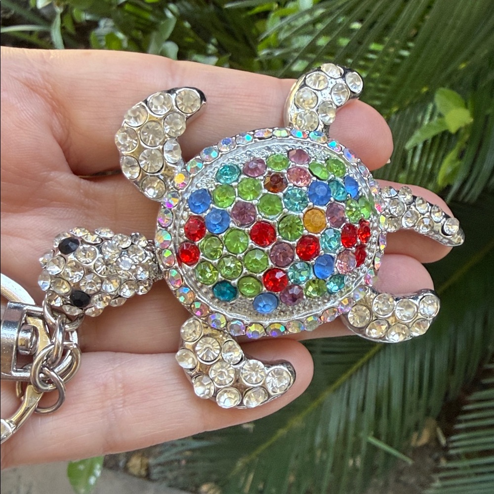 Colorful Turtle Keychain with Rhinestones - Picture 14 of 16